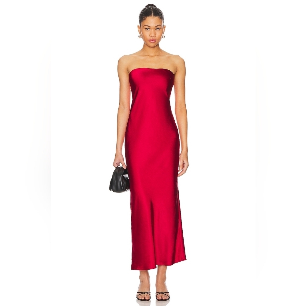 SUPERDOWN Emma Strapless Maxi Dress in Red Medium